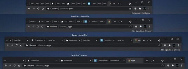 不同谷歌浏览器标签页宽度